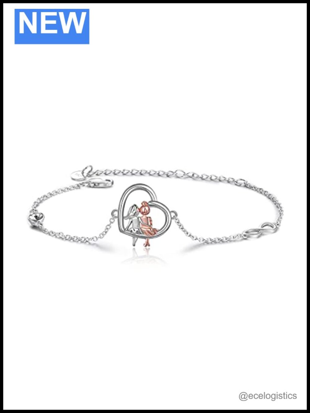 Sterling Silver Sisters Anklet Adjustable Crystal Heart Infinity Jewelry Gift